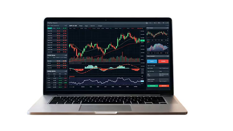 Laptop displaying graphs